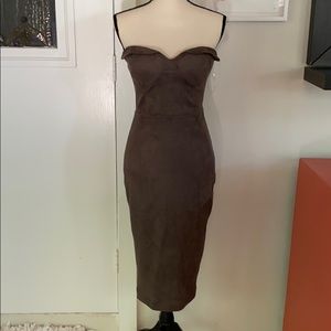 House of CB London Pia taupe suedette M midi dress